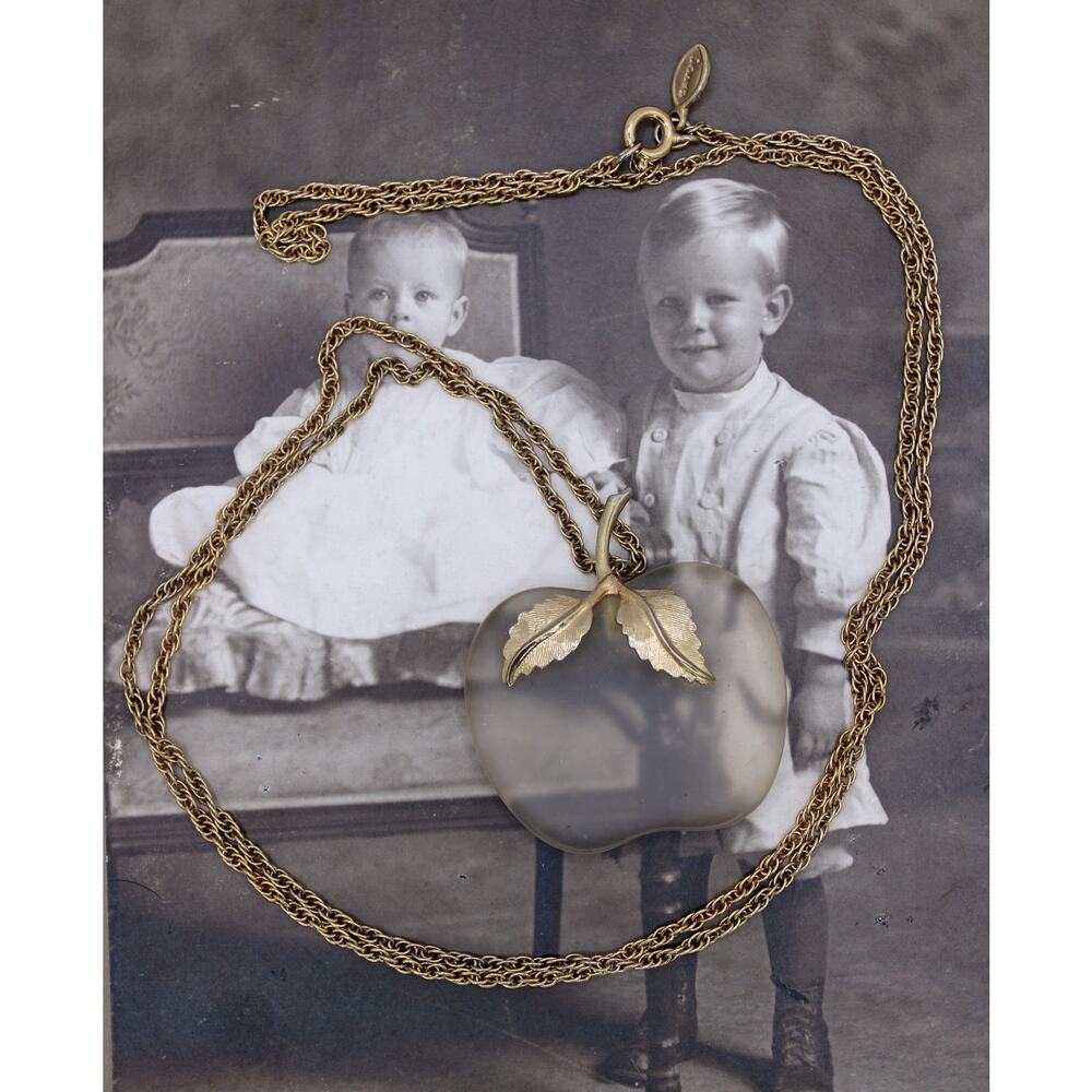 Avon Gold-tone Frosted Apple Necklace